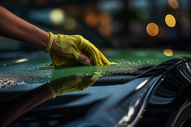 Foto reinigung von autos mit einem mikrofibertuchkonzept