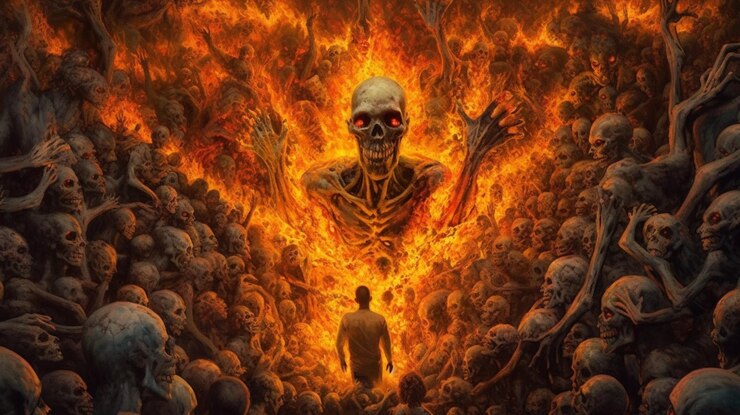 Foto reino artístico, fogo morto, ceifador, ilustração de arte, imagem, arte gerada por ia
