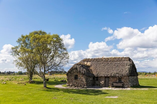 Reino Unido, Escocia, Culloden, campo de batalla de Culloden Moor, Leanach Cottage