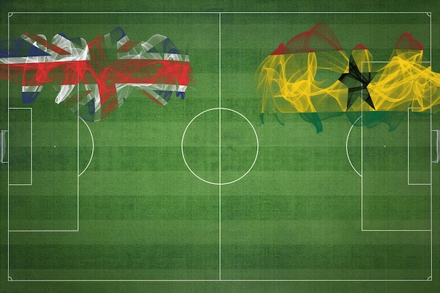 Reino Unido vs Gana Jogo de futebol cores nacionais bandeiras nacionais campo de futebol jogo de futebol Conceito de competição Espaço para cópia