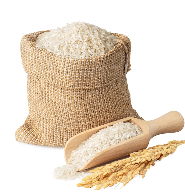 Reis in einem Sack aus Burlap