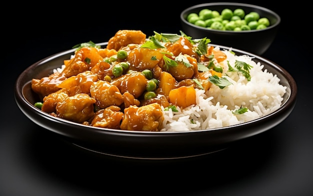 Reis mit Curry auf weißem Hintergrund AKI