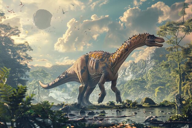 Reise durch die üppigen Landschaften der Dinosaurier i generative ai