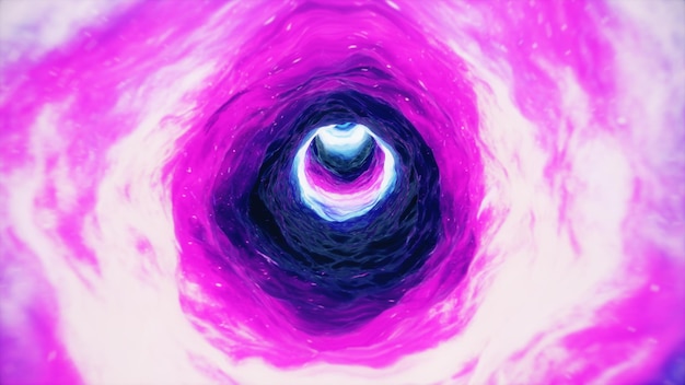 Reise durch ein Wurmloch durch Zeit und Raum voller Millionen von Sternen und Nebeln. Wurmloch-Raumdeformation, Science-Fiction. Schwarzes Loch. Vortex-Hyperraumtunnel. 3D-Darstellung