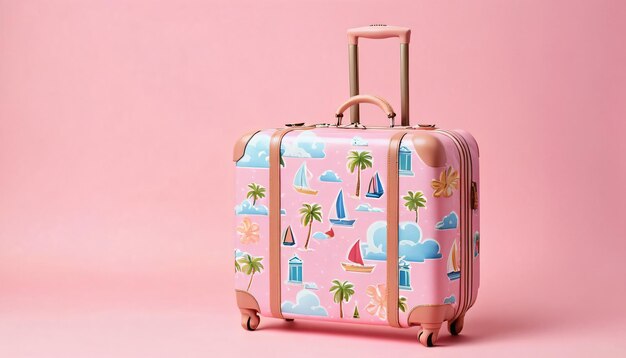 Reise-Konzept-Gepäck auf Pastellrosa