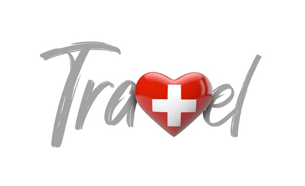 Reise schweiz liebe herzflagge d-rendering