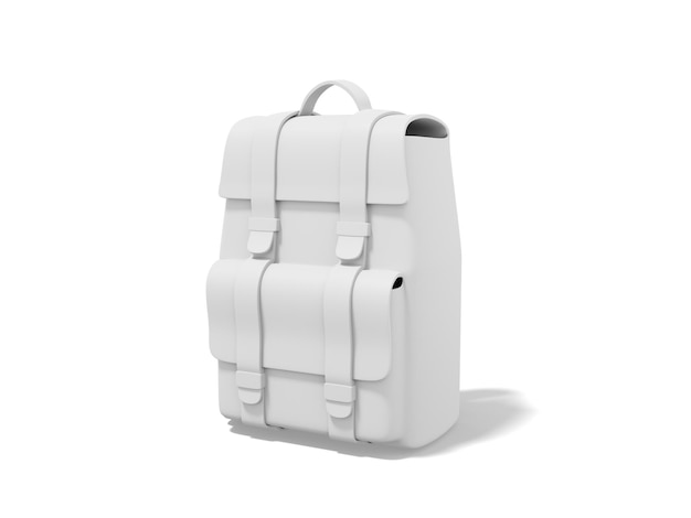 Reisegepäck Weißer touristischer urbaner Rucksack auf weißem Hintergrund 3D-Rendering