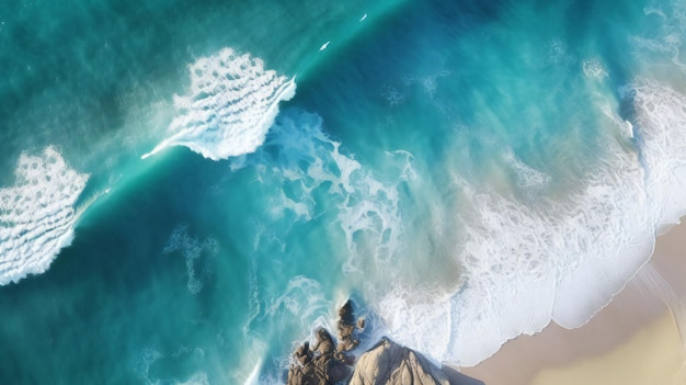 Reisekonzept mit Flugzeugschatten und tropischem Strand