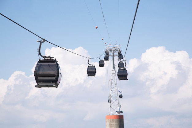 Reisen mit Seilbahn.