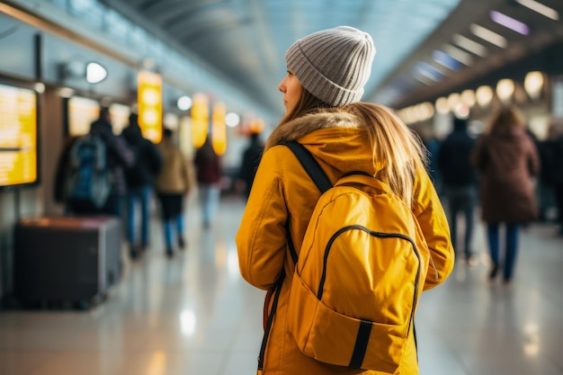 Reisender nutzt öffentliche Verkehrsmittel zum Flughafen