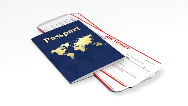 Reisepass und zwei Flugtickets isoliert auf weißem Hintergrund