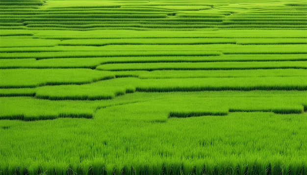 Foto reisfelder auf dem land mit einem grünen feld im vordergrund