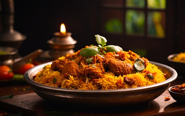 Foto reisschüssel mit hühnerbiryani