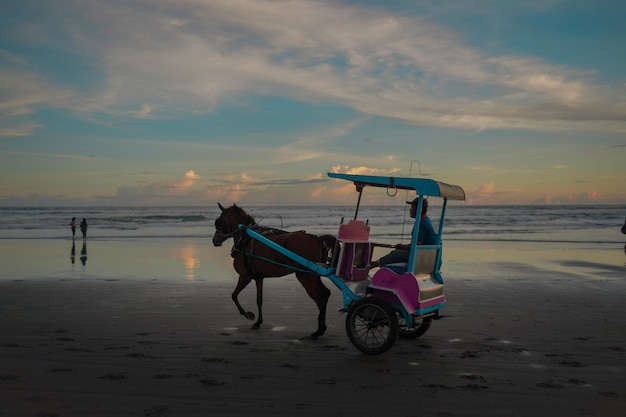 Foto reiten mit blick auf den sonnigen strand