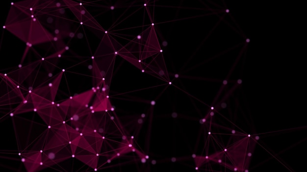 Rejeta abstracta con luz azul sobre fondo negro Fondo científico con puntos y líneas móviles Tecnología de conexión de red Estructura digital con partículas Ilustración vectorial