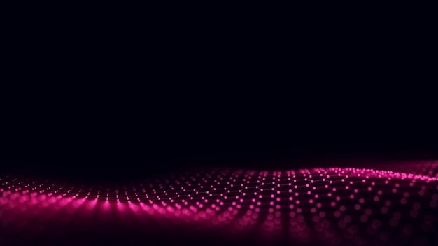 Rejeta abstracta con luz verde sobre fondo negro Fondo científico con puntos y líneas móviles Tecnología de conexión de red Estructura digital con partículas Ilustración vectorial