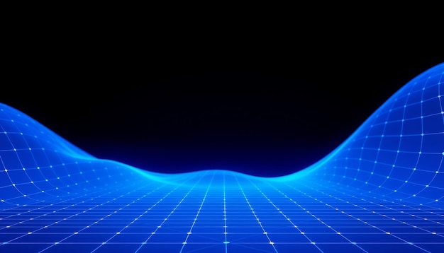 Rejeta azul abstracta con una onda sobre un fondo negro