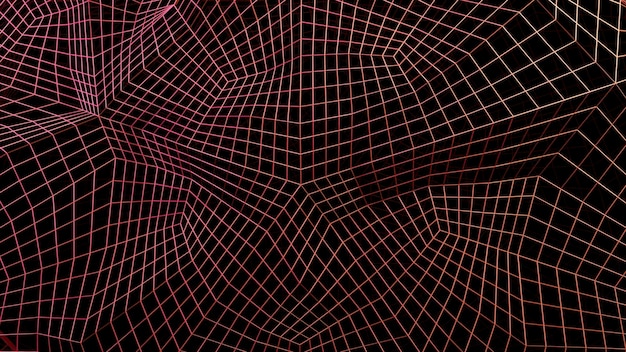 Rejilla de flexión colorida abstracta sobre un fondo negro concepto de tecnología de diseño cuadrícula de líneas estrechas