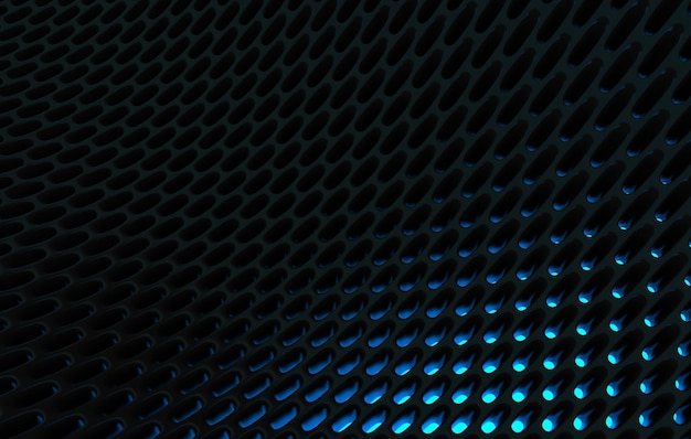 Rejilla de malla metálica Fondo de renderizado 3d abstracto en alta resolución 3d renderizado de rejilla de carbono negro con luz naranja