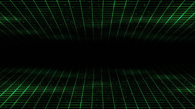 Rejillas verdes sobre un fondo negro