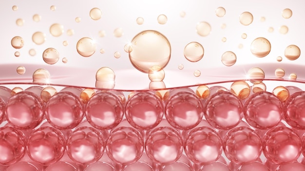 Rejuvenecimiento de la piel Capa de la piel y células de la piel Serum de aceite gota sobre las células de la pelle hidratante Colágeno