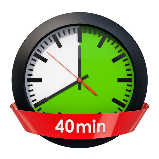 Foto relación del reloj con temporizador de 40 minutos en 3d