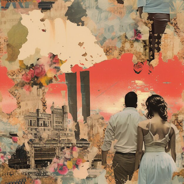 Foto relaciones amorosas arte de collage fotografía de primer plano imagen sin costura