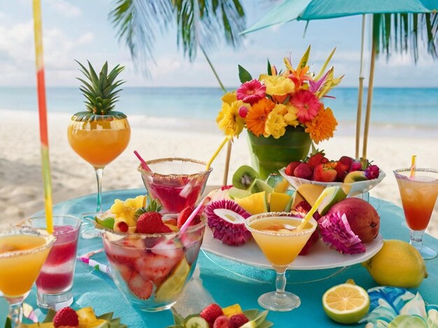 Relajación en el balneario de verano con frutas