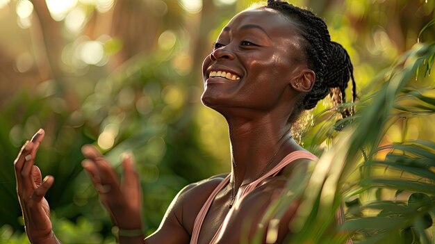 Relajación mujer yoga sonriente