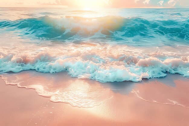 Relajante escena aérea de playa vacaciones de verano vacaciones olas surf increíble arena y mar azul