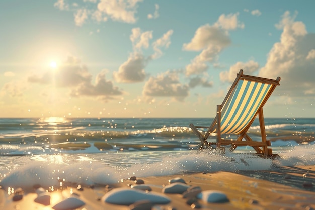 Relájate en una silla de playa iluminada por el sol