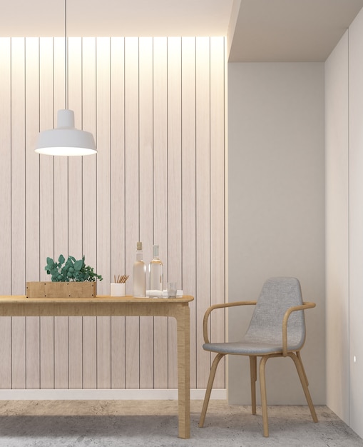 Relaje el espacio interior mínimo y la decoración de la pared vacia en el apartamento- representación 3D