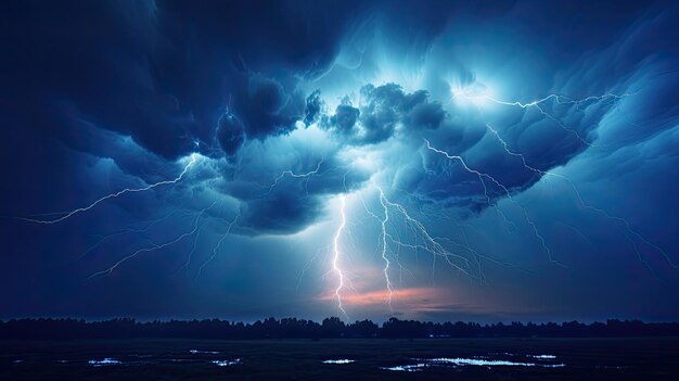 El relámpago en el cielo tormentoso