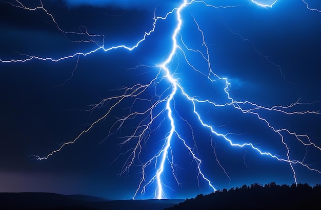 Un relámpago en un fondo oscuro Una tormenta de relámpagos