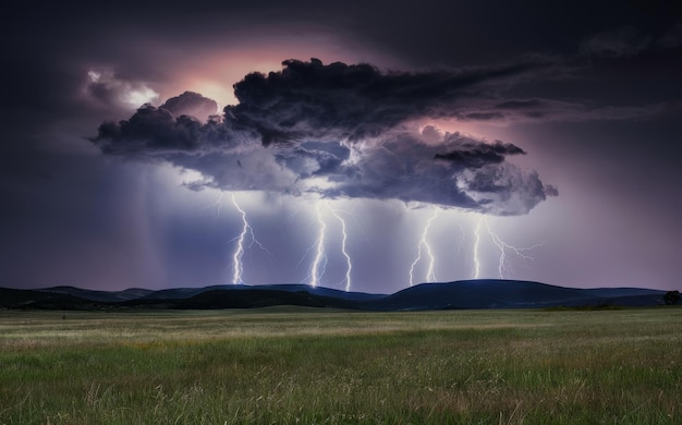 Relâmpago no céu escuro e tempestuoso