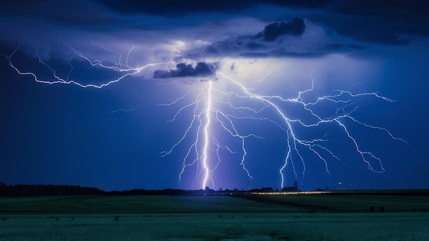 Relâmpago no céu nublado durante a noite