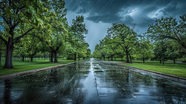 Foto el relámpago, la tormenta y la lluvia.