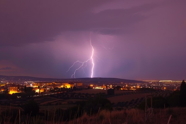 Relâmpago, trovão, céu noturno, tempestade, furacão, cores majestosas, relâmpagos perigosos.