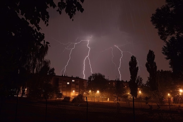 Relâmpago, trovão, céu noturno, tempestade, furacão, cores majestosas, relâmpagos perigosos.