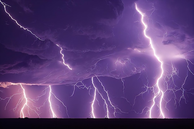 Relámpagos brillantes en el cielo tormentoso oscuro tormenta en el fondo de la naturaleza