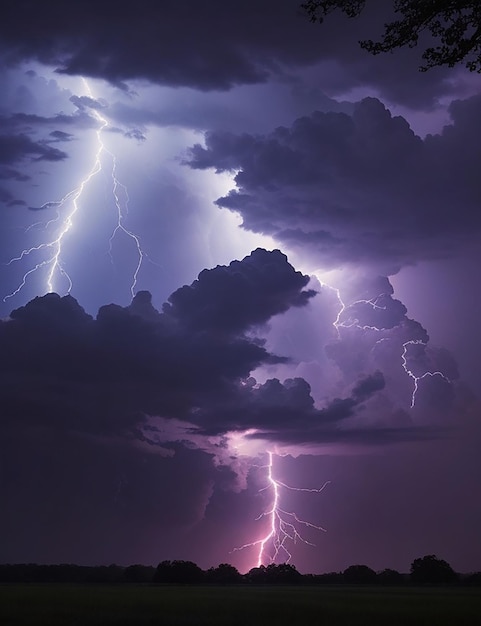 Foto relámpagos en el cielo durante la noche generados por ia