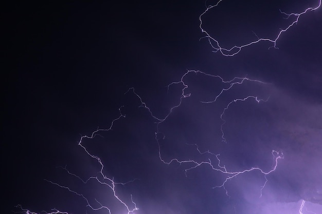 Foto relâmpagos e nuvens na tempestade da noite