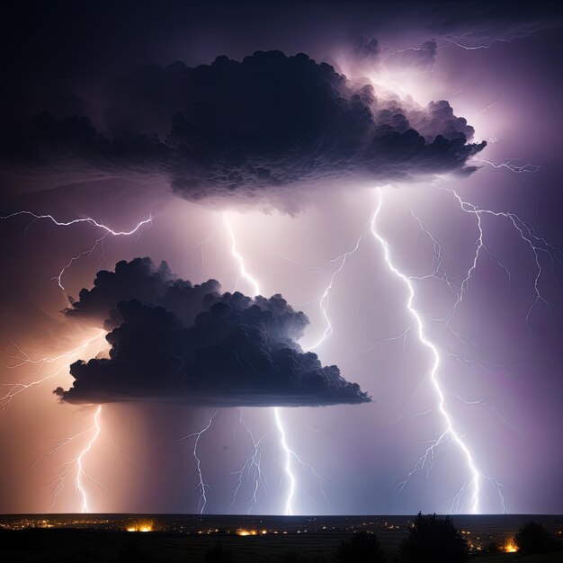 relámpagos en la noche nubes de tormenta en el cielo