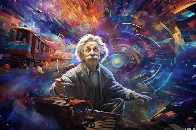 La relatividad del viaje cósmico de Einstein en un brillo surrealista