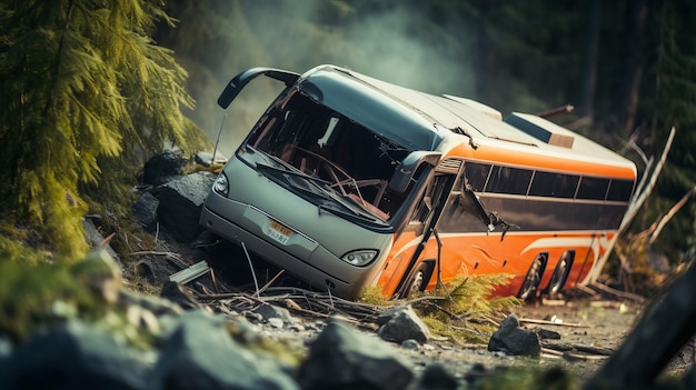 Relatório de danos de transporte de seguro de emergência de acidente de ônibus