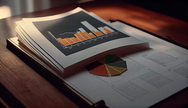 Relatório de negócios gráficos e gráficos relatórios de negócios conceito ai imagem gerada