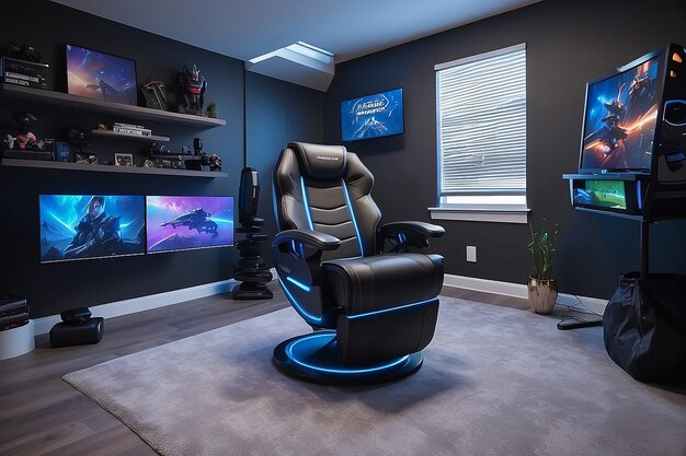 Foto relaxante gamer haven construída na cadeira de massagem para o máximo conforto