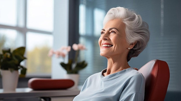 Relaxar o sorriso e retrato de uma velhota no sofá para o tempo livre felicidade e fim de semana aposentadoria feliz e mentalidade com pessoa idosa na sala de estar em casa para idosos positivo e despreocupado