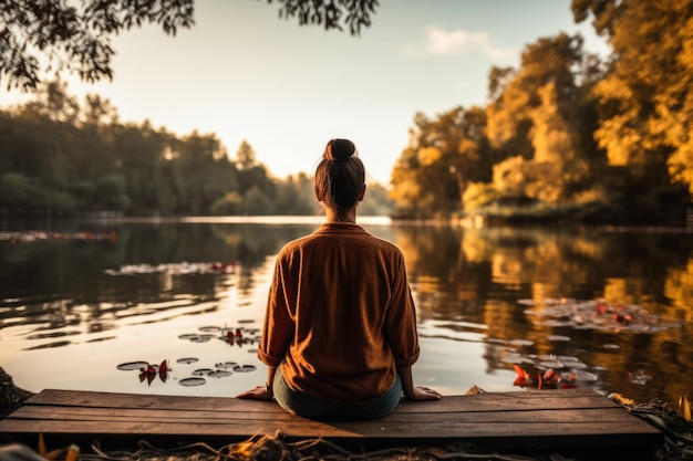 Relaxin mujer en el parque salud mental