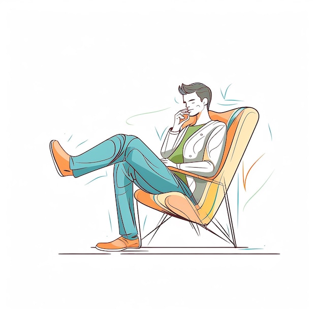 Relaxing Person Line Art Vektor-Illustration